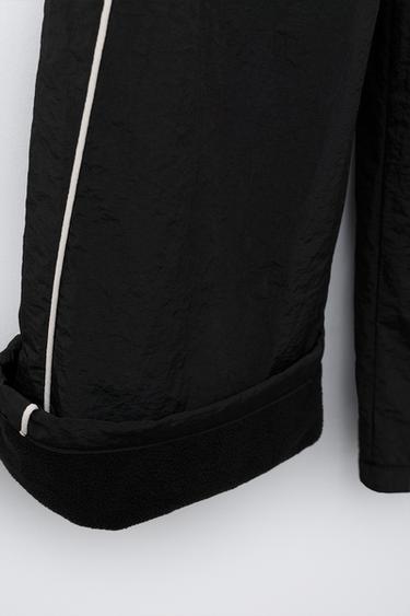 NYLON TROUSERS WITH FLEECE LINING AND BOWS - Black by Zara - Image 3