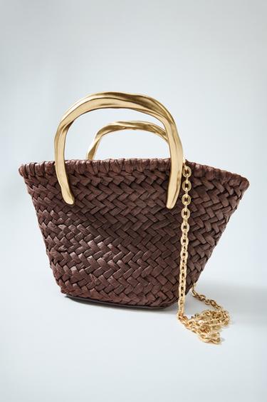 MINI CAPAZO DETALLE ASA METÁLICA - Chocolate de Zara