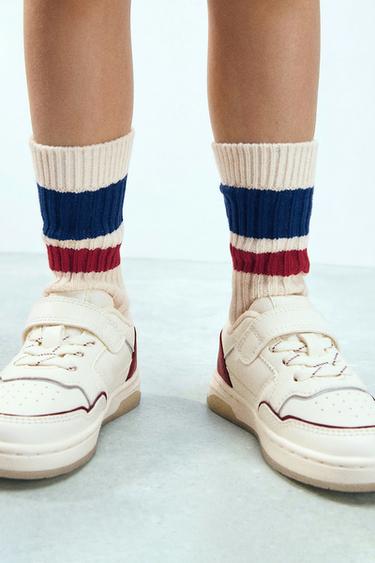 LONG STRIPED SOCKS - Ecru / Blue by Zara