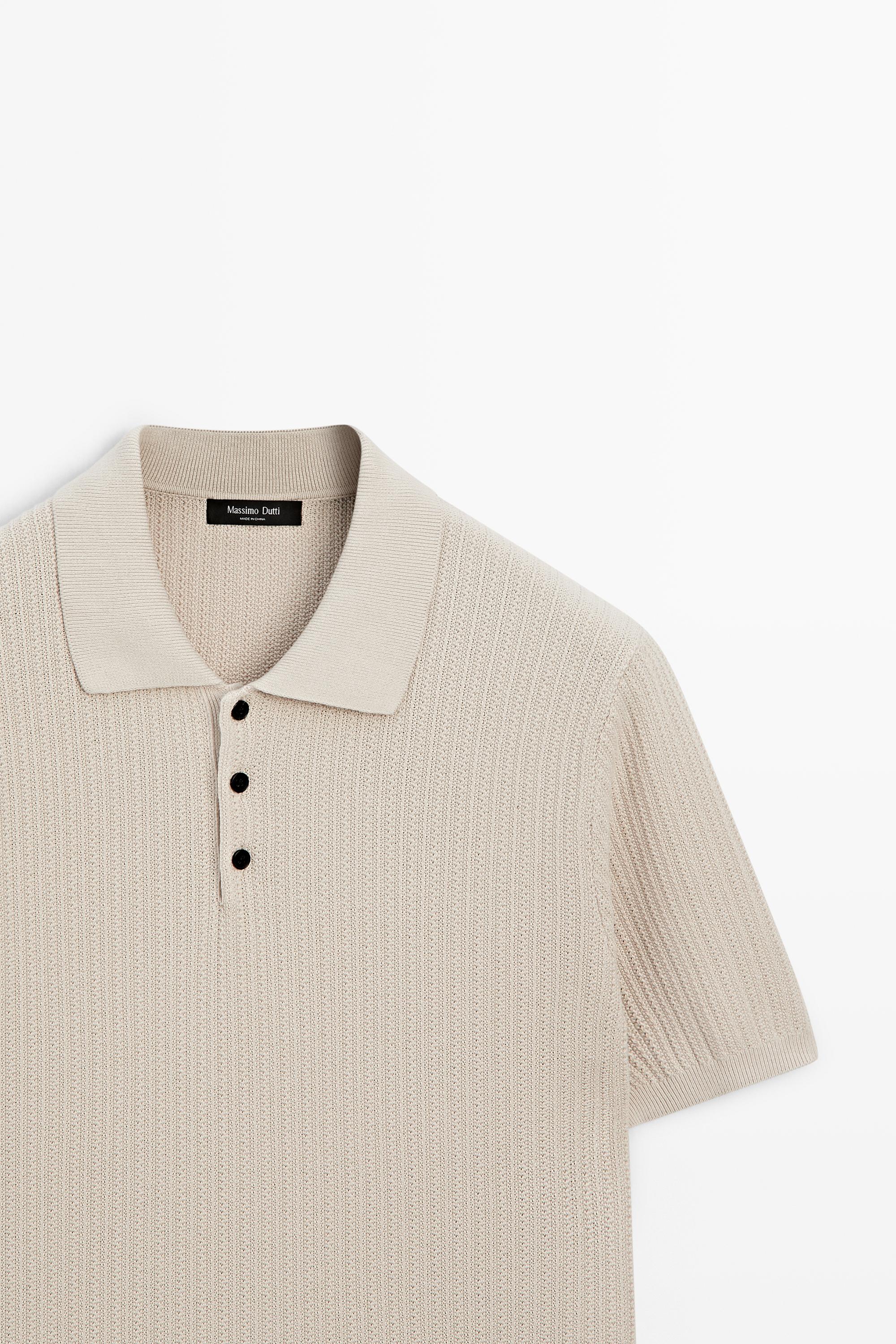 Pull polo en maille texturée 100 % coton