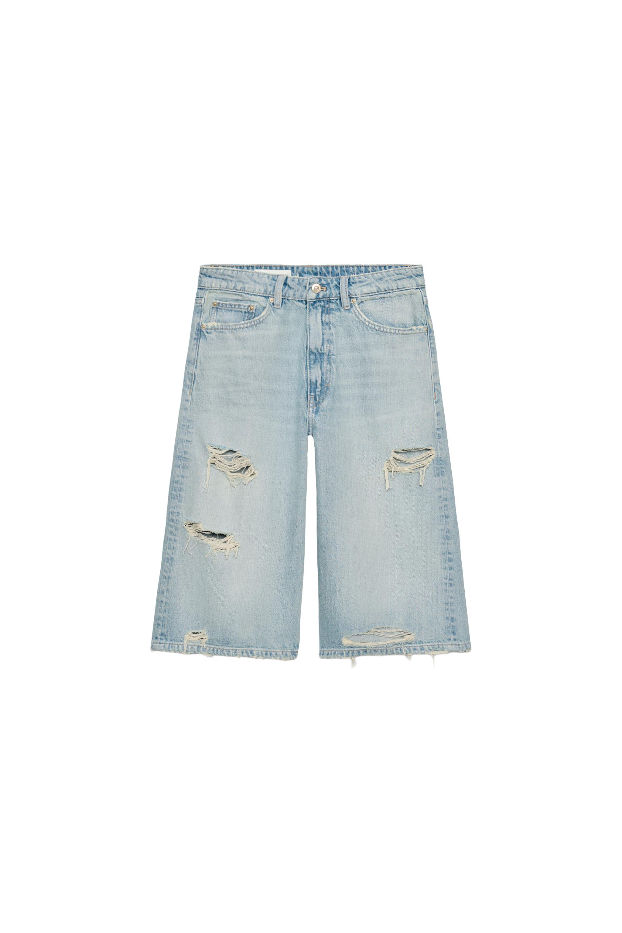 TRF ダメージデニムバミューダパンツ - ライトブルー | ZARA Japan / 日本