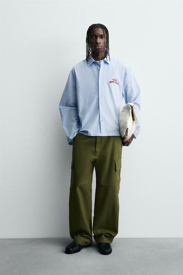 GRAPHIC STRIPED SHIRT - Light blue by Zara