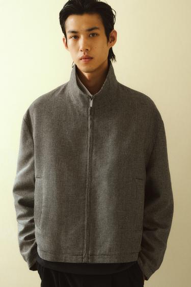 Zara 千鳥格紋襯衫式外套 - 黑色 / 裸色