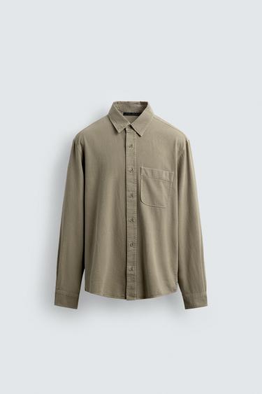 CAMISA LAVADA ALGODÓN - LINO - Tostado de Zara