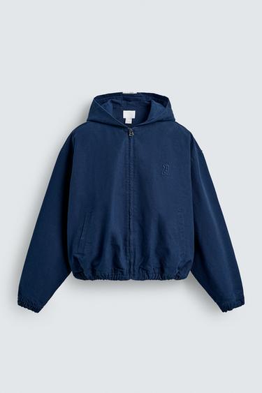 Zara PATCH HOODIE JACKET - Blue