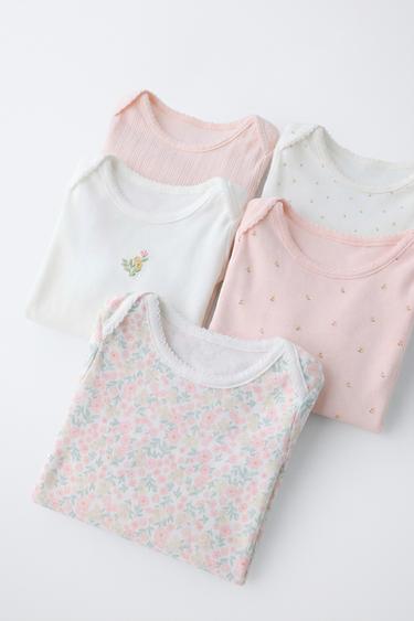 5-PACK OF SHORT SLEEVE FLORAL BODYSUITS - Pink by Zara - Image 4