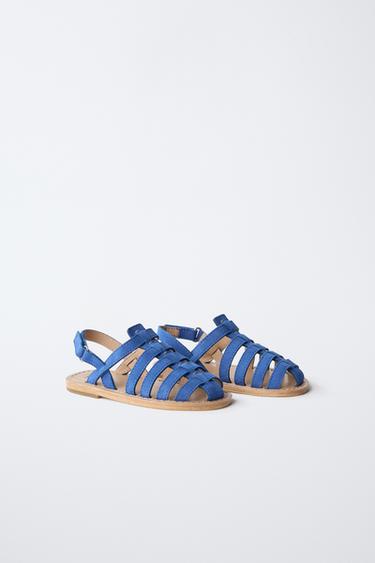 LEATHER CAGE SANDALS - Blue by Zara - Image 2