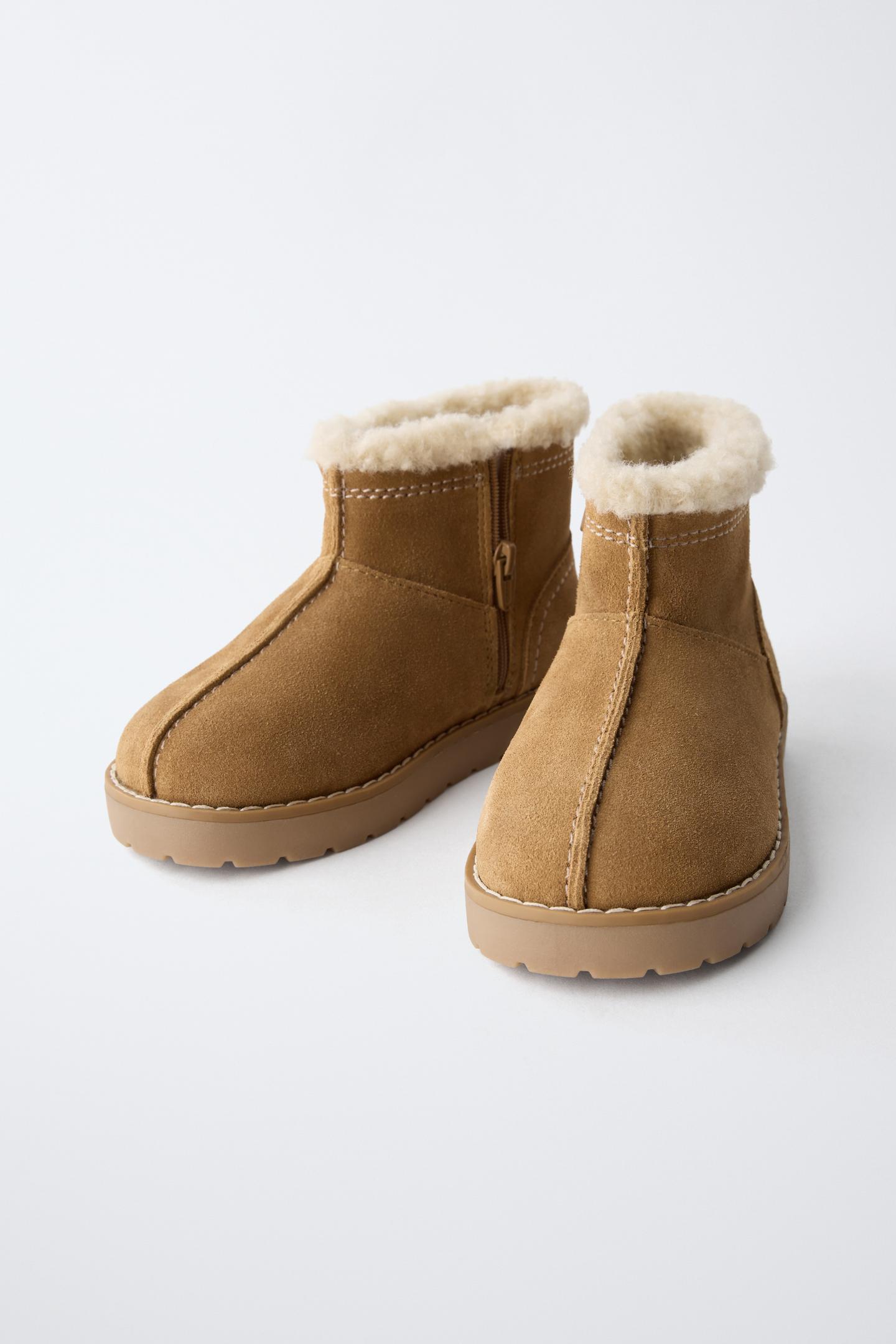 Детские ботинки Zara Lined Leather Ankle, цвет: Коричневый — фото 3