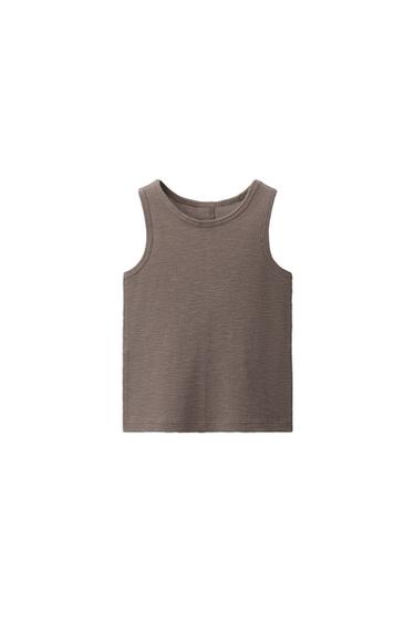 T-SHIRT CÔTELÉ SANS MANCHES - Marron / Taupe de Zara
