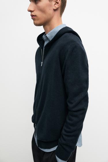 Cardigan à capuche 100 % cachemire - Bleu marine de Zara