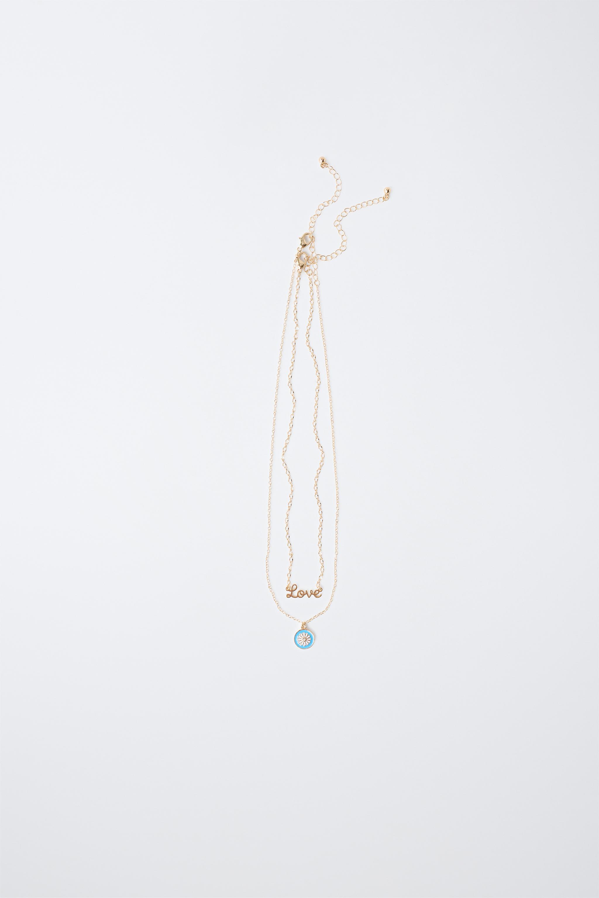 PACK OF TWO LOVE AND PLAQUE NECKLACES