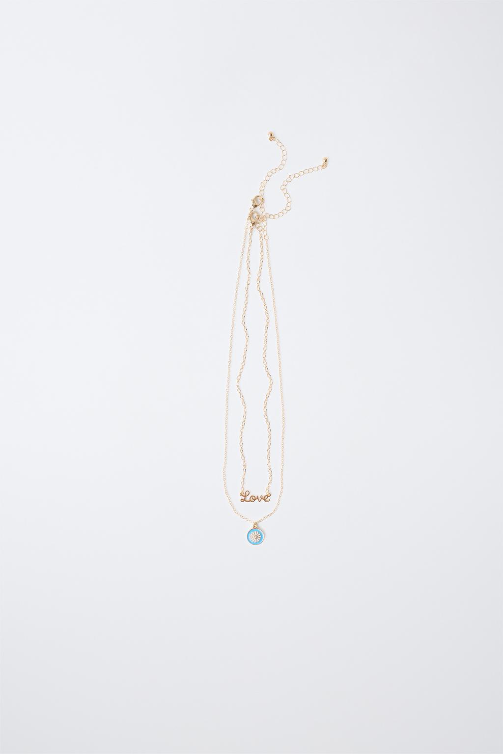 PACK OF TWO LOVE AND PLAQUE NECKLACES