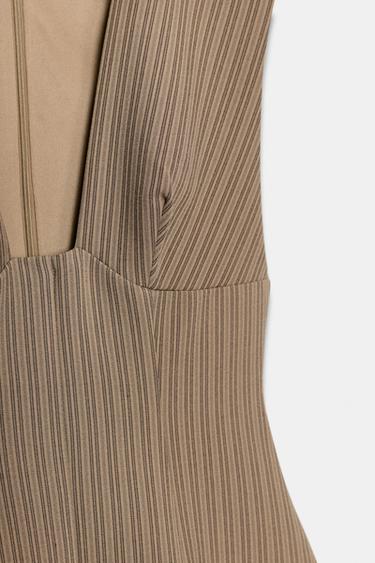 STRIPED SHORT DRESS - Light tan by Zara - Image 8