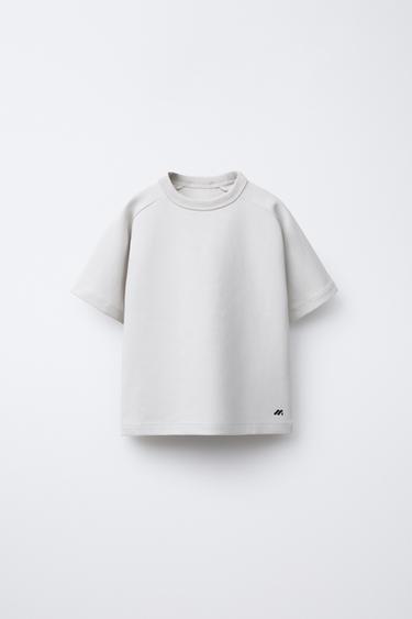 ІНТЕРЛОЧНА ФУТБОЛКА З ЛОГОТИПОМ - Світло-бежевий колір Zara