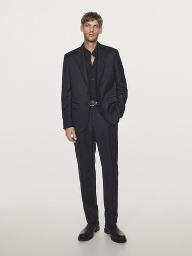Zara Pinstripe wool suit trousers - Navy blue