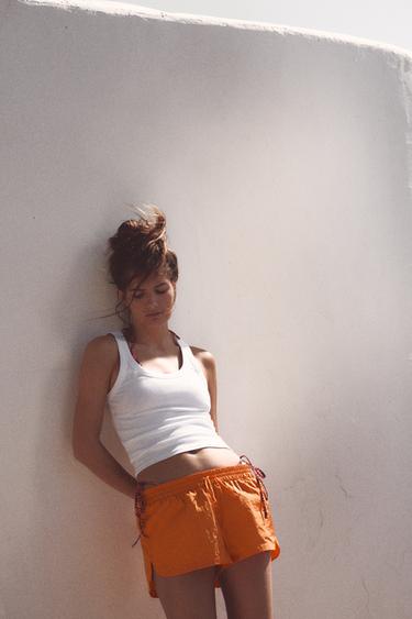SHORT EN NYLON À CORDONS - Orange de Zara - Image 1