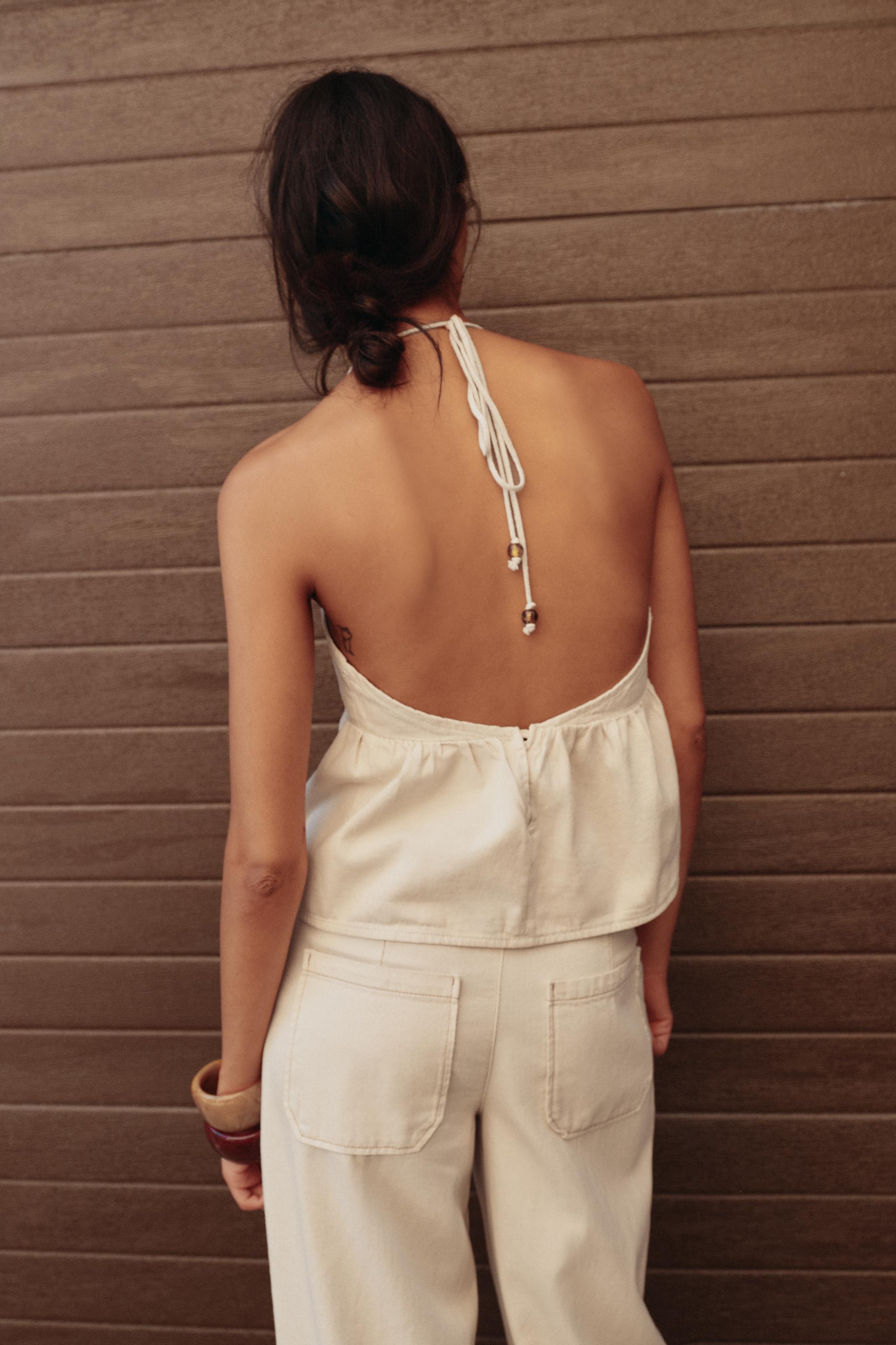 TOP HALTER EN JEAN FANTAISIE