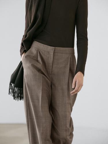 Zara Check wool suit trousers - Beige