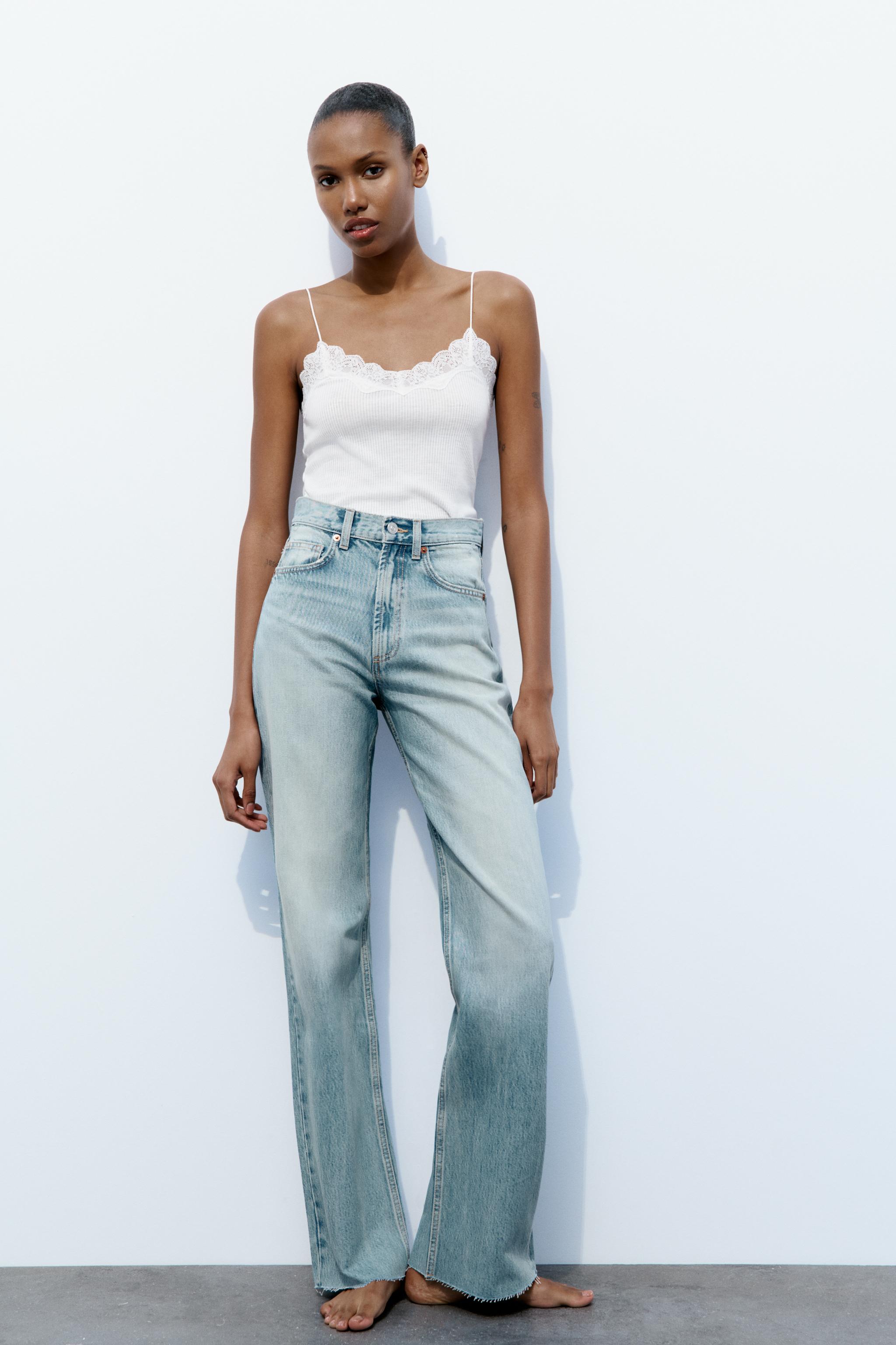 TRF HIGH-RISE WIDE-LEG JEANS - Blue / Grey | ZARA Saudi Arabia