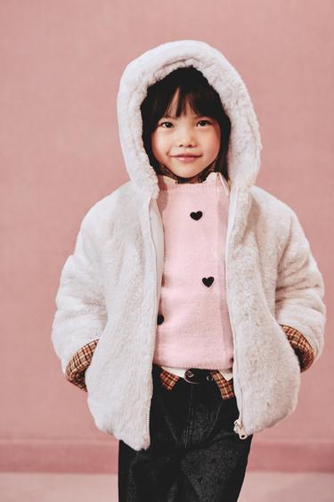 FAUX FUR HOODED JACKET - Ecru by Zara