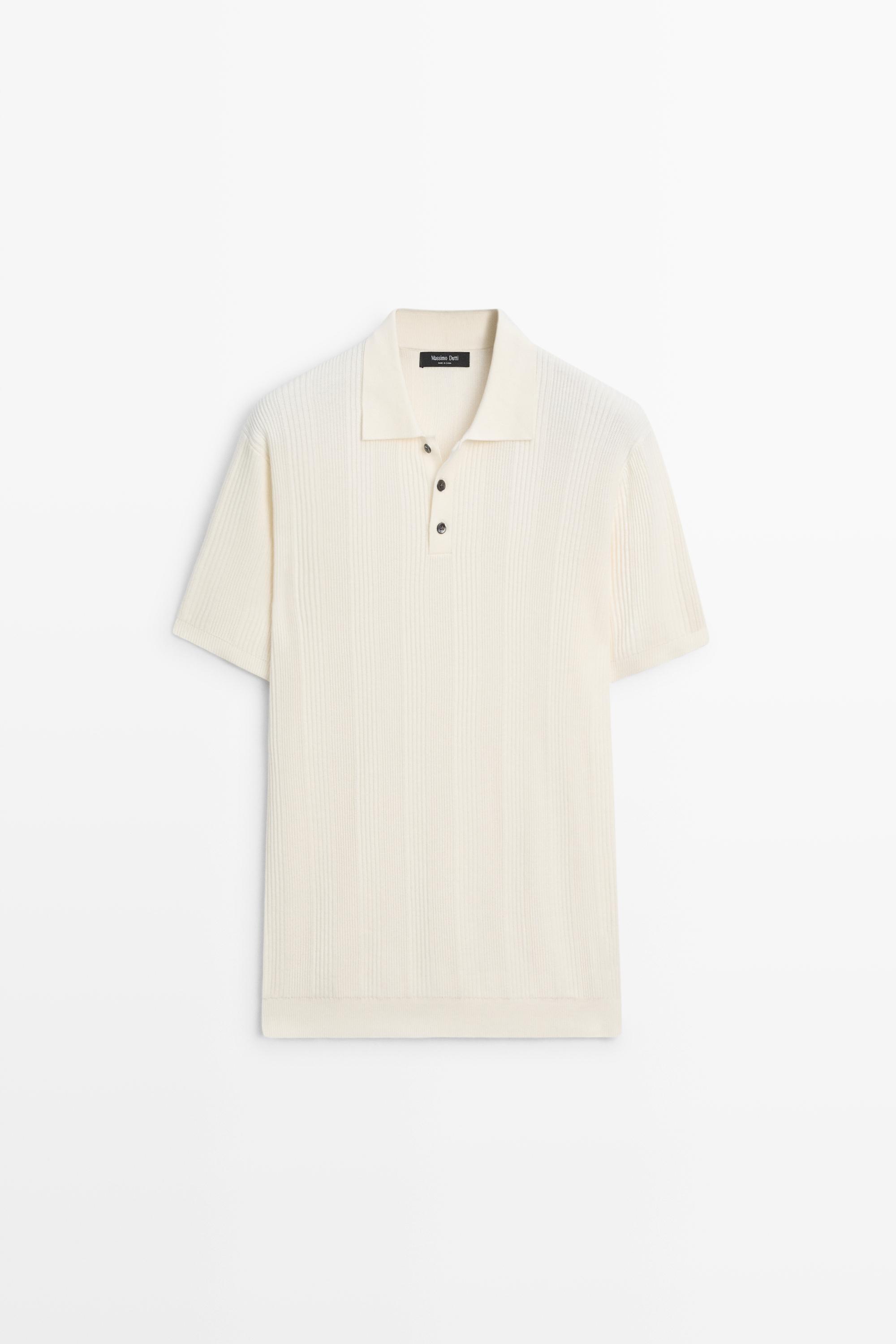 100% cotton textured striped knit polo shirt