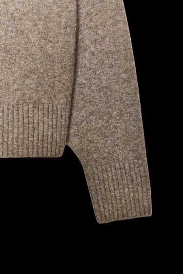 Zara SOFT KNIT V-NECK SWEATER - Mink marl