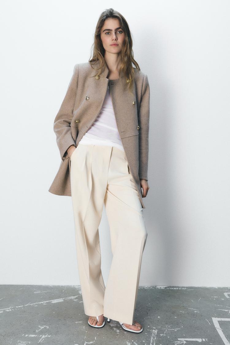 Pelo Zara Pelo Sinttico Abrigo Peluche Beige ABRIGO DE PAÑO BEIGE