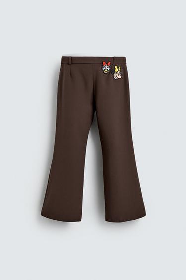 Zara FLARE FIT PATCH TROUSERS HARRY LAMBERT FOR ZARA X DISNEY - Brown