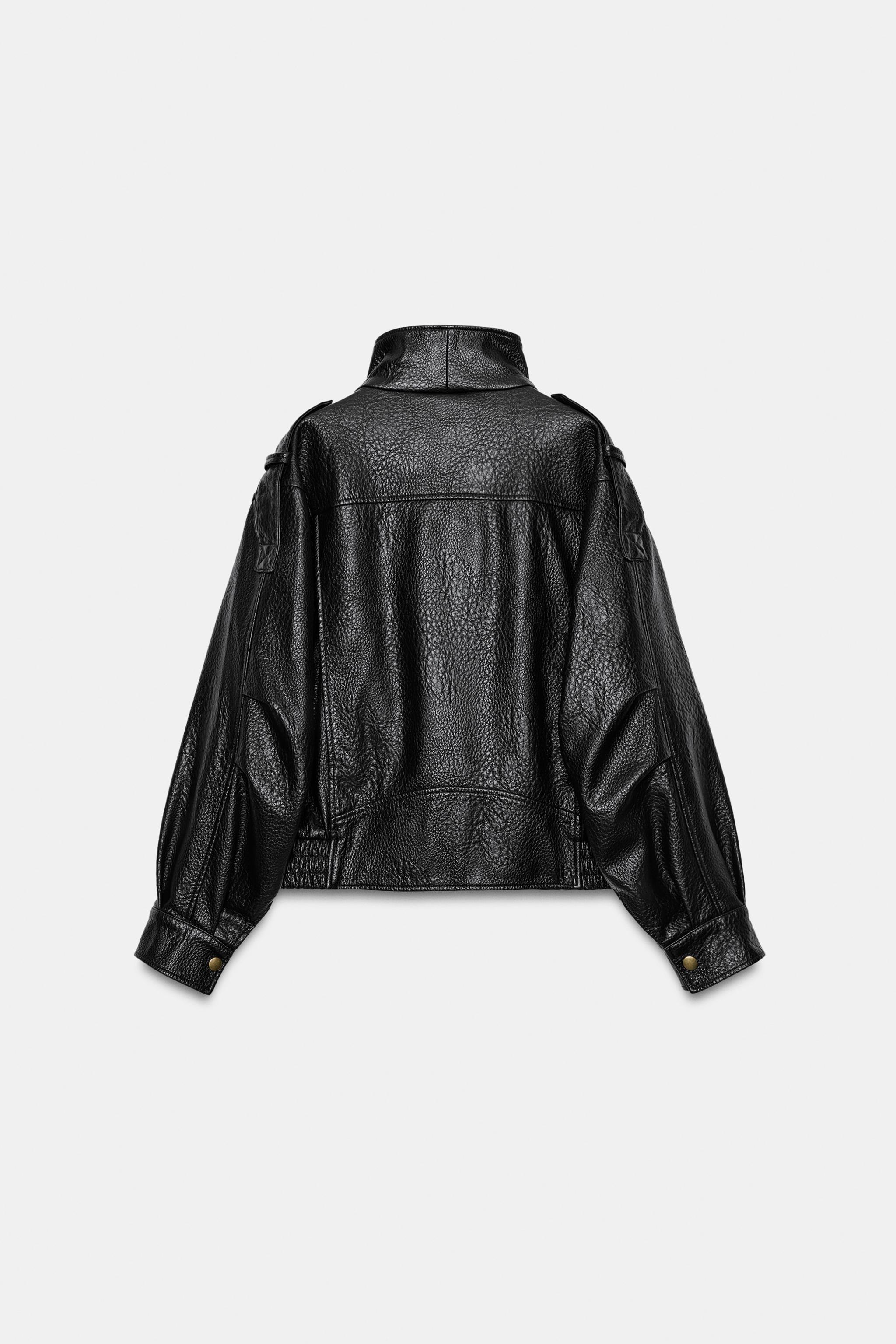FAUX LEATHER BOMBER JACKET