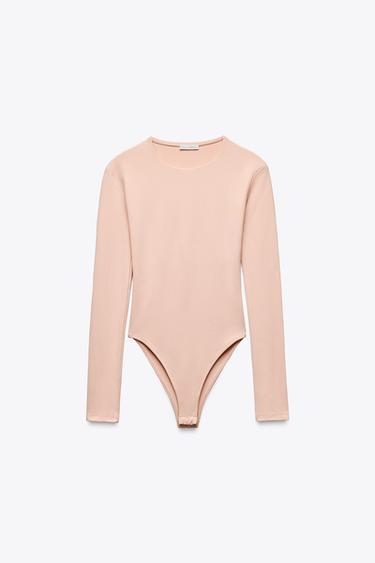LONG SLEEVE POLYAMIDE BODYSUIT - Pale pink by Zara