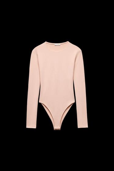 Zara LONG SLEEVE POLYAMIDE BODYSUIT - Pale pink - Image 0