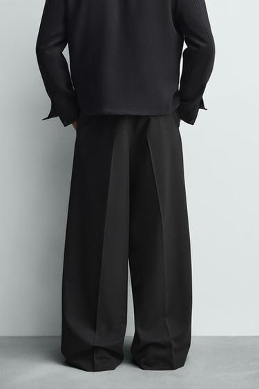 PANTALON COUPE LARGE À PLIS - rayures de Zara - Image 2