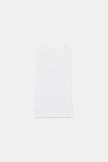 T-SHIRT SANS MANCHES - Blanc de Zara - Image 4