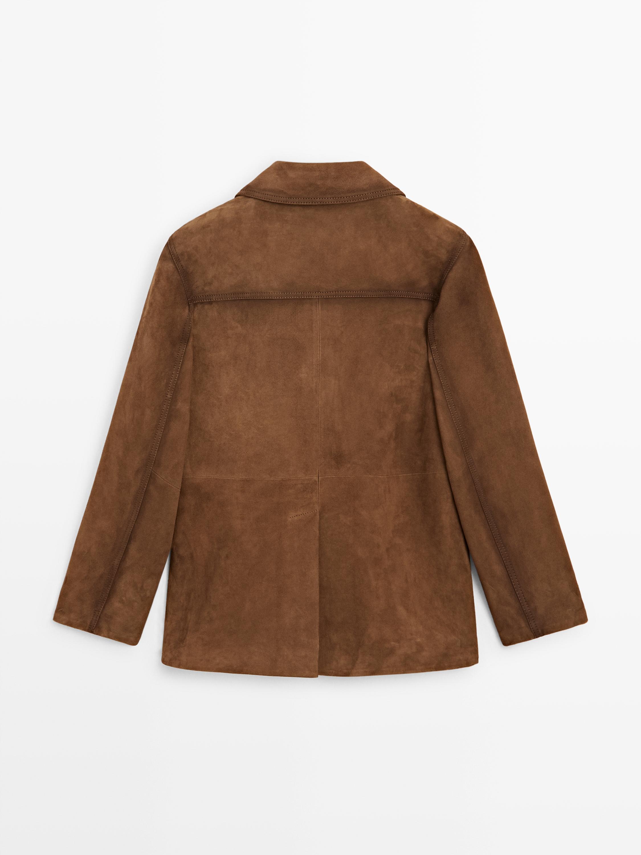 Blazer en 100% cuir de daim avec poches