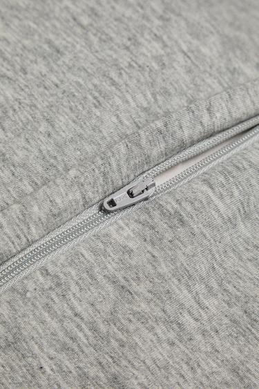 GREY COTTON JERSEY MELANGE CUSHION COVER FOR QUILTS - Light grey by Zara - Image 3