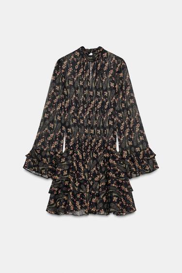 ROBE GAZE DE COTTON À IMPRIMÉ FLEURS - Noir or de Zara - Image 5