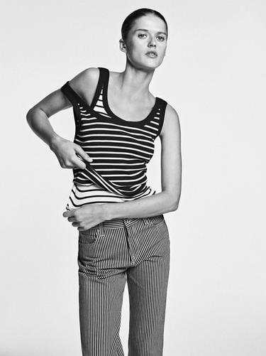 Camiseta tirantes estampado rayas - Negro de Zara