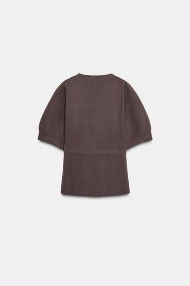 PULL EN MAILLE À MANCHES BALLON - Marron de Zara - Image 5