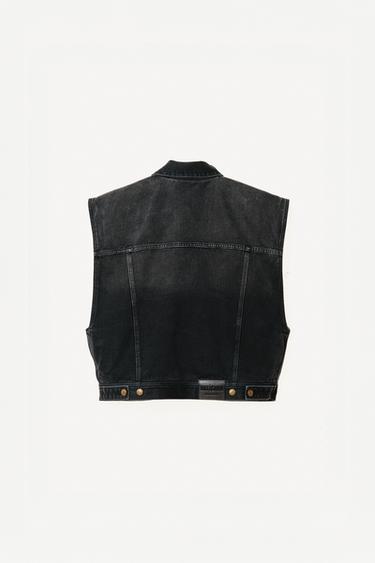 Zara BOXY FIT DENIM VEST WILLY CHAVARRIA X ZARA - Black