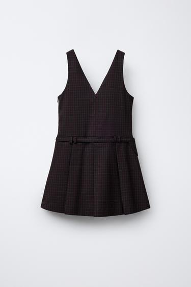 ROBE-SALOPETTE À CARREAUX - Noir de Zara - Image 1