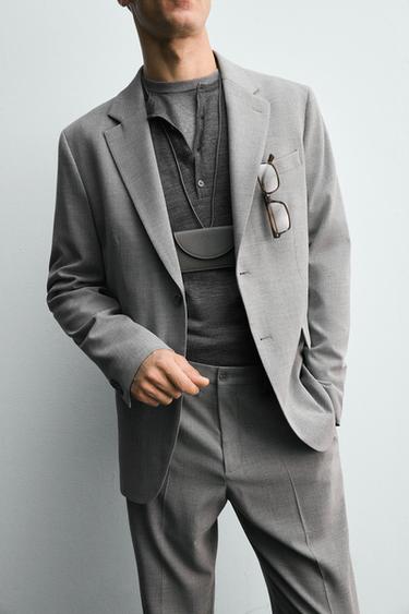 TEXTURED SUIT BLAZER - Light grey by Zara - Image 4