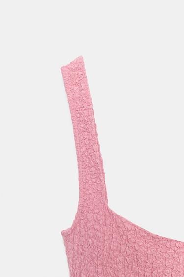 ROBE MI-LONGUE TEXTURÉE - Rose pâle de Zara - Image 7