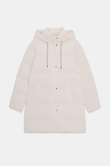 WINDPROOF RUBBERISED FABRIC MID-LENGTH ANORAK - Ecru by Zara