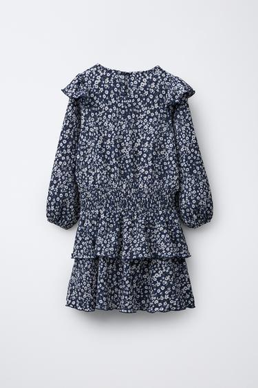 COTTON GAUZE FLORAL DRESS - blue/black by Zara - Image 1