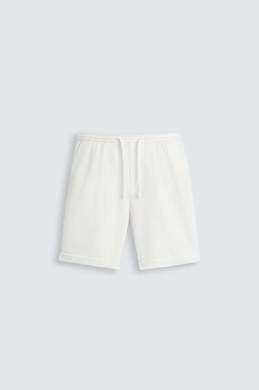 Zara STRETCH SHORTS - Oyster-white