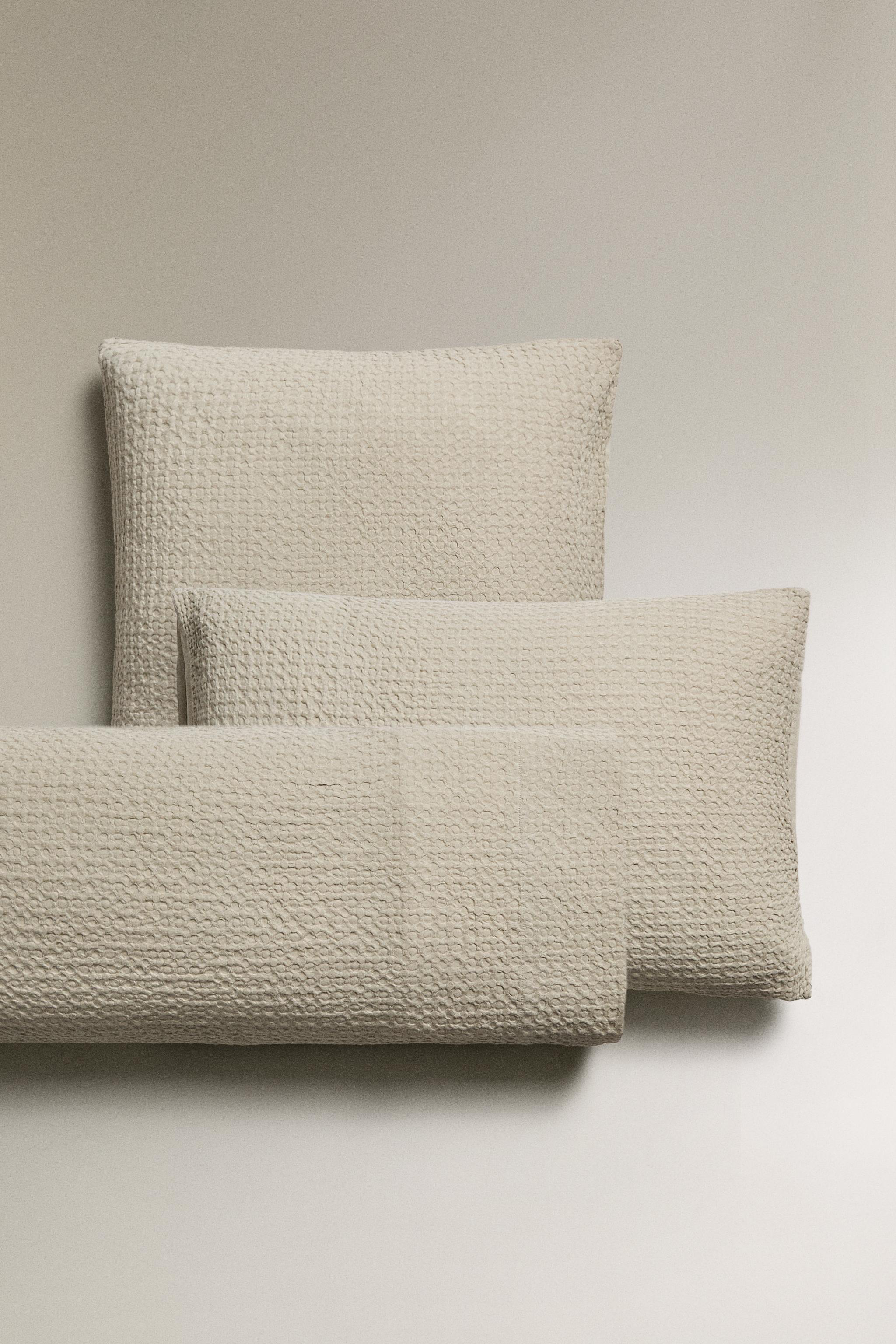 ZARA HOME ワッフルニット 掛け布団カバー ピローケース（フリル