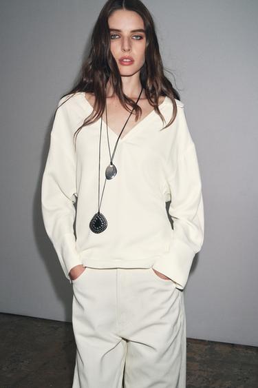 CHEMISE COL POLO ZW COLLECTION - Blanc cassé de Zara - Image 2