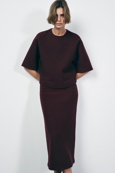 ZW COLLECTION 100% WOOL MINIMAL TOP - Wine by Zara - Image 2