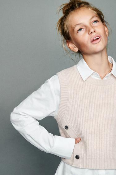COMBINED KNIT VEST SHIRT — Oyster-white 2