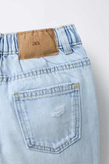 RIPPED LOW BAGGY JEANS - Light blue by Zara